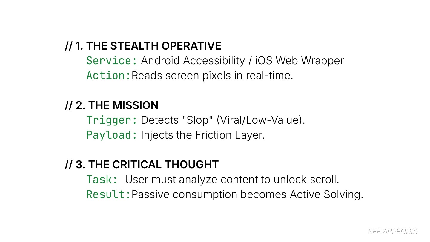 The stealth operative, the mission, the critical thought
